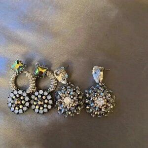 2 pairs of chunky rhinestone style earrings.